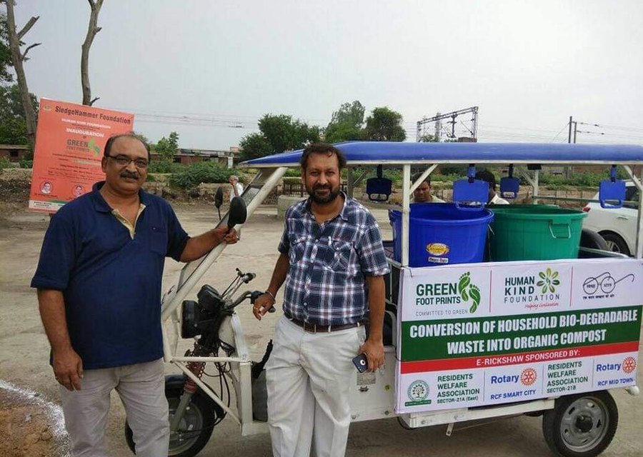 E-rickshaw for collecting household bio-degradable waste for composting